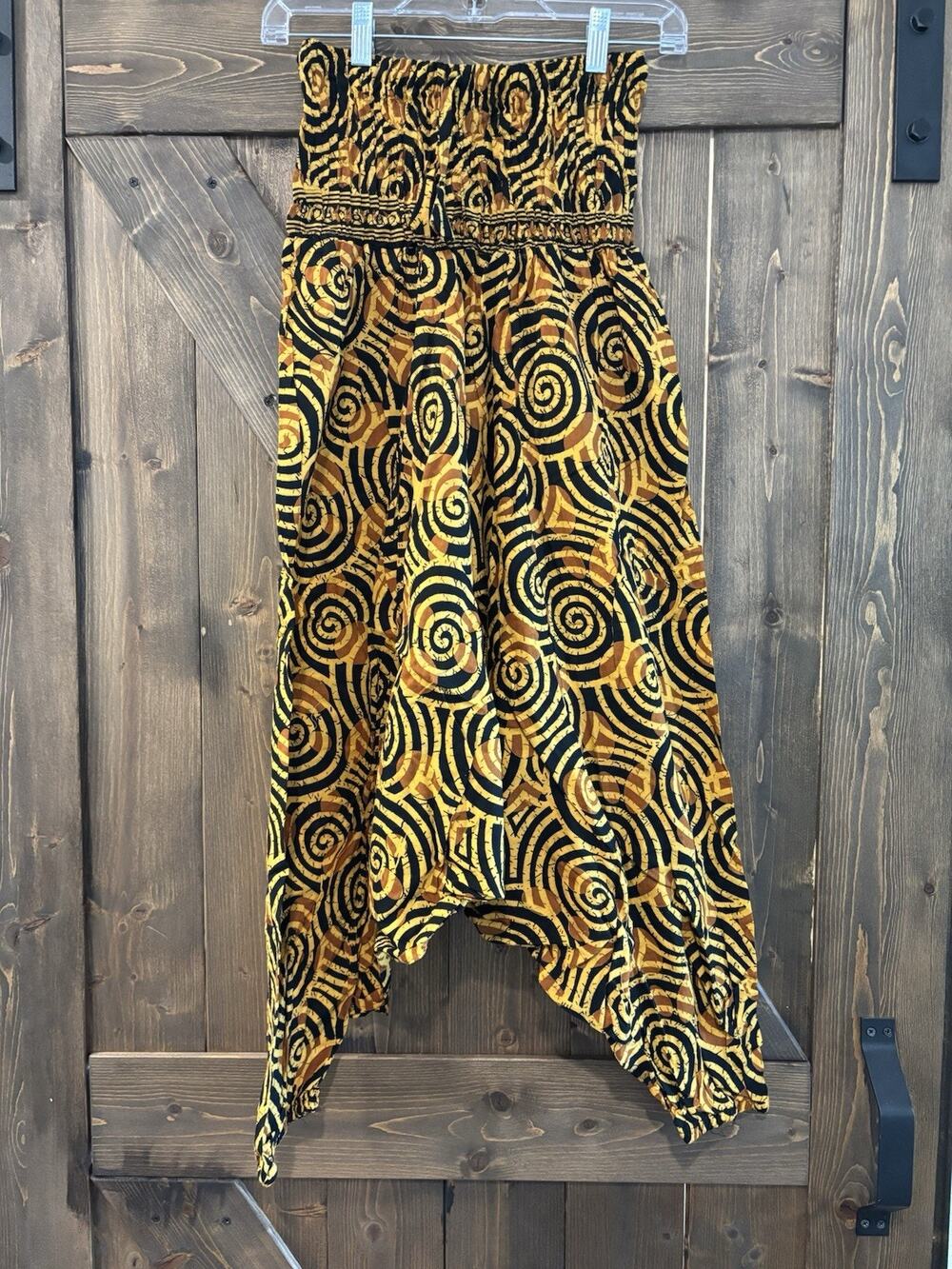 100% Cotton Nepal Harem Pants Yellow Black Boho Festival Yoga Women's OS